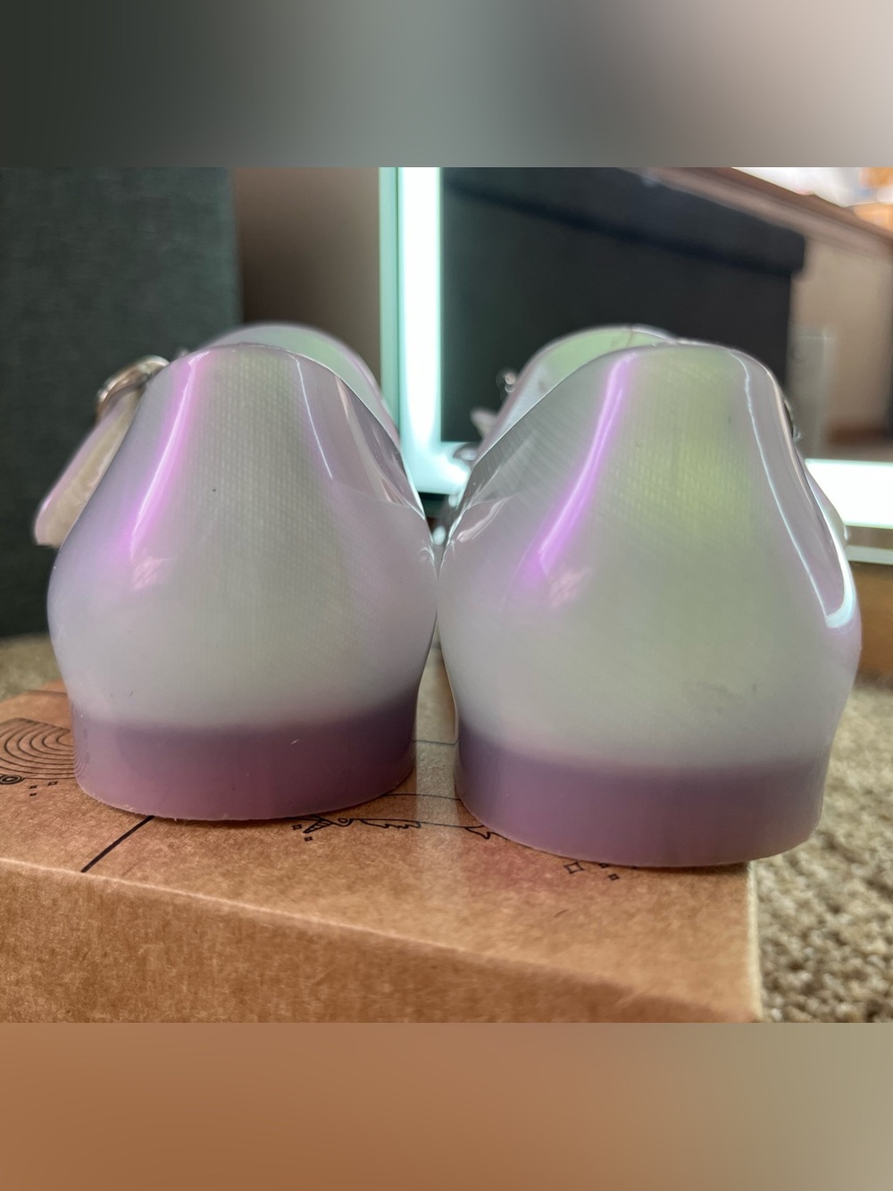 Mini Melissa Iridescent Lavender Mary Janes with Silver Butterfly - Picture 5 of 11